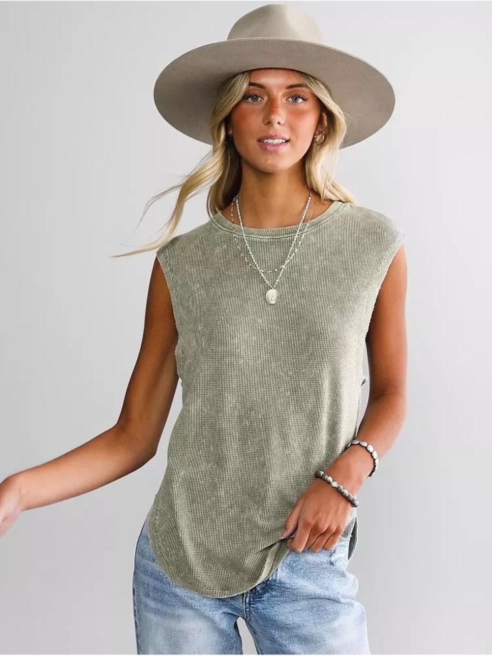 NWT Gilded Intent Waffle Knit Muscle Tank Top